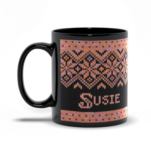 Black Snowflake Handpainted Yarn Mug